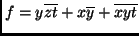 $f=y\overline{zt} + x\overline{y} +
\overline{xyt}$