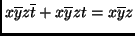 $x\overline{y}z\overline{t}+x\overline{y}zt = x\overline{y}z$